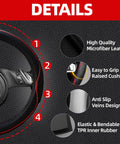 Upgrade Your Ride With This Six Piece Car Accessory Kit Packing A Slick Microfiber Steering Wheel Cover detail showing quality materials and design features.