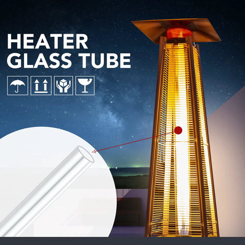 Glass Tube Replacement For Four Sided Outdoor Patio Pyramid Heater Forty Nine Point Five Inch Tall High Purity Quartz Tube For Durable Heat Easy DIY Install For Warm Evenings And Outdoor Grilling