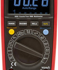 Front view of MM525 True RMS 6000 Count Digital Multimeter With NIST Calibration Certificate, showing digital display and controls.