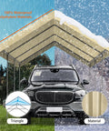 10x20 Ft Carport Replacement Canopy Cover Waterproof UV Treated 180G PE Outdoor Shelter Beefed-Up For Tent Party Garage