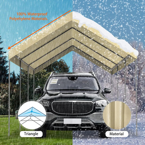 10x20 Ft Carport Replacement Canopy Cover Waterproof UV Treated 180G PE Outdoor Shelter Beefed-Up For Tent Party Garage
