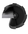 Close-up of Pro Grade Self Feed Drill Bit With Single Cutter For Woodworking Two And One Eighth Inch Aggressive Screw Thread