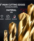 amoolo hex shank drill bit set, 13+3 pieces, HSS titanium-coated gold drill bits