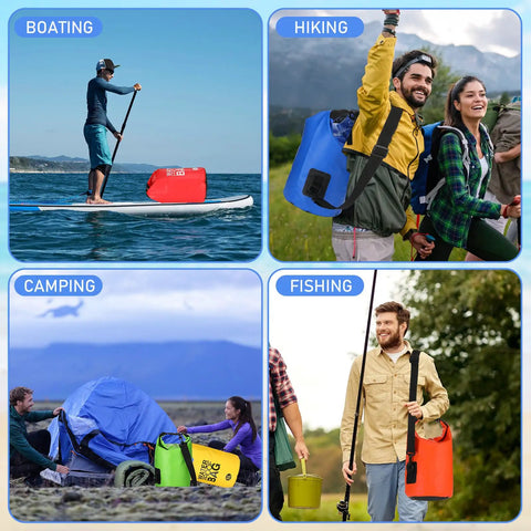 Ten Pack Waterproof Dry Bags 5L Ultralight Roll Top Storage Sacks For Backpacking Kayaking Hiking Camping And Swimming Boating
