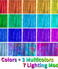 16 Color Changing Curtain Lights With 250 LEDs, 9.8 By 8.8 Feet, showcasing 16 vibrant colors and 7 modes