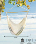 Caribbean Hammock Chair With 40-Inch Hardwood Spreader Bar And Soft-Spun Cotton Rope, Indoor Outdoor Chill Lounger under tree