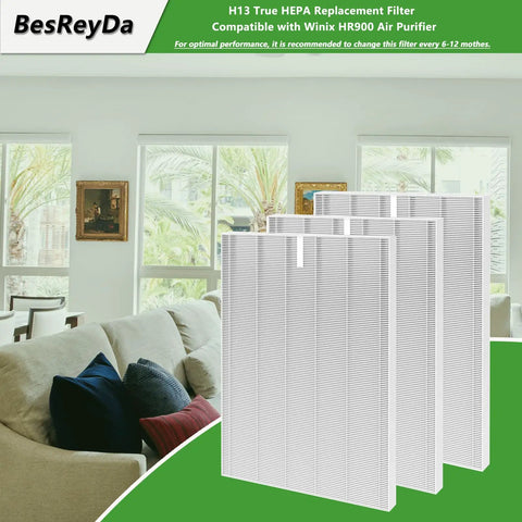 HR900 Replacement Filter 3 Pack for Pet Lovers and Dust Busters, H13 True HEPA Filter Set Compatible With HR900 Air Purifier