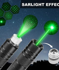 High Power Green Laser Pointer With Removable Star Cap Single Pinpoint Mode And Flood Beam USB Rechargeable Lazer displaying star effect in night sky