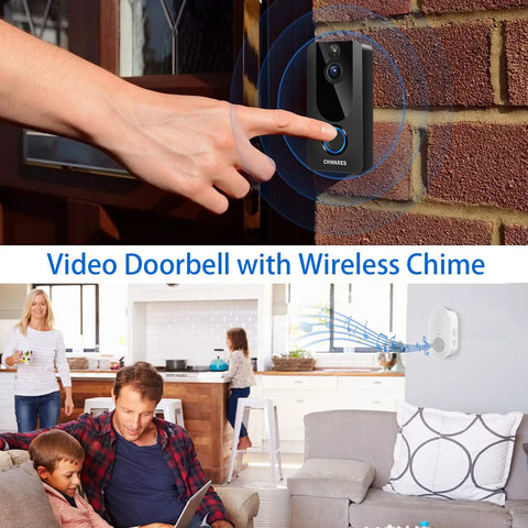 Video Doorbell Camera With Chime 1080P HD Wireless WiFi Motion Detection Two Way Audio Night Vision IP65 Waterproof