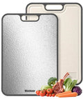 Two Sided Non Toxic Cutting Board For Kitchen With Stainless Steel And BPA Free PP Surfaces 15.9 Inches Non Slip