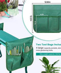 Garden Kneeler And Seat With Soft EVA Foam Pad And Heavy Duty Steel Frame Holds Up To 330 Lbs Foldable Kneeling Bench With Two Tool Pouches For Gardening Fishing Camping Green Arbor Day Gift