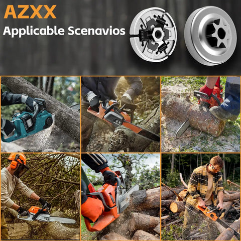 Chainsaw operation showcasing Three Eighths Inch 6 Tooth Sprocket Clutch Drum Bearing Chainsaw Parts Kit 7 Piece Set in use
