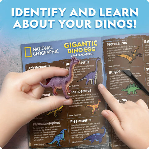 Mega Dinosaur Egg Dig Kit With 12 Dino Figures, Jumbo Excavation Brick Over 6 Inches Tall, Realistic Tools For Uncovering Fossil Fun And Hands On Paleontology Play with learning guide