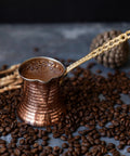 Arabic Coffee Pot Cezve Turkish Coffee Maker For 3 Cups Medium Size With Hammered Copper Exterior And Stainless Steel Interior Handcrafted Traditional Brew