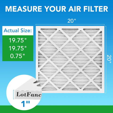20x20x1 Air Filter MERV 8 Pleated Electrostatic Pack Of 6 For Your Furnace And Home AC Actual Size 19.75 x 19.75 x 0.75