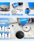 Diamond Hole Saw Drill Bits Set With Pilot Guide And Sponge Spring Bits, demonstrating drilling process in tile and stone