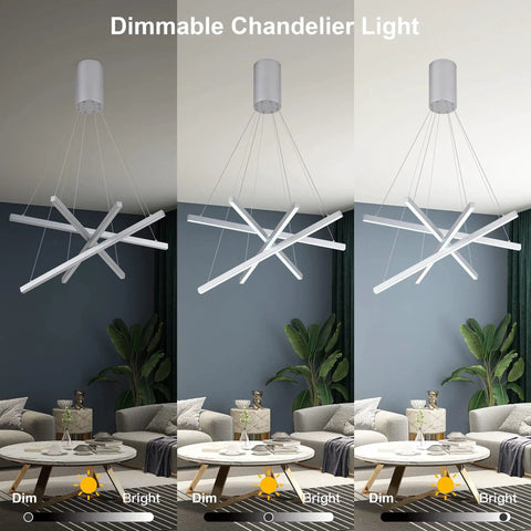 Modern LED Linear Pendant Chandelier With Dimmable Four Lights, Adjustable Wire Design For A DIY Custom Look, Cool White 6000K