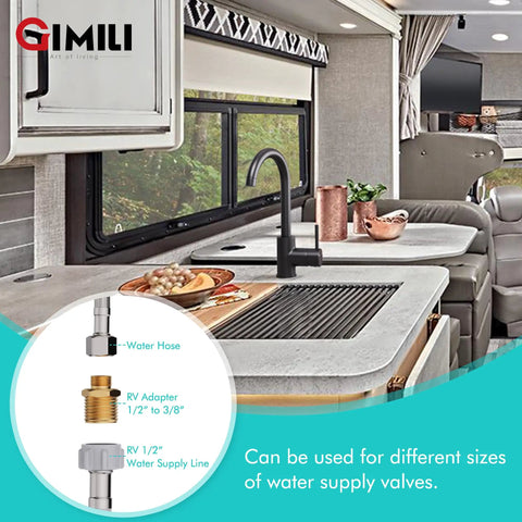 Bar Sink Faucet Single Hole Brushed Nickel Modern Wet Look For Small Kitchen Farmhouse RV Camper Outdoor Utility Bathroom With RV Adapter 1/2 To 3/8 Sleek Stainless Steel Construction Easy Install And Durable Finish in RV setting