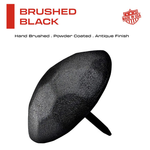 Fifty Pack Rugged Iron Clavos Decorative Nails One Inch Round Head Antique Furniture Tacks in brushed black finish