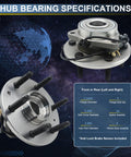 Two Pack Front Wheel Bearing And Hub Assembly 4WD Compatible With 2014 To 2018 Silverado 1500, 2015 To 2020 Tahoe Suburban