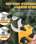 Electric Pruning Shears For Gardening With Battery Power, 2.4 Inch Opening, cutting fresh branch with LCD display