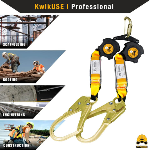 10 Foot Cobra Web Self Retracting Lifeline No Tangling Design Class 1 Retractable Safety Lanyard SRL shown in use