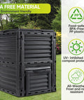 Outdoor 80 Gallon Compost Bin For Kitchen Scraps And Yard Waste Grab And Go Setup Lightweight Aerating Compost Box in garden