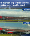Before and after using Wiper Blade Restorer Tool Quick Fix For Streaky Wipers In Seconds Universal Cutter For All Car Brands.