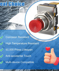 Marine Boat Horn Button Switch 12V 24V Dual Voltage SPST Momentary Red Push On Off Button Corrosion Resistant Display