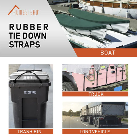 10 Pack 10 Inch Rubber Bungee Cords With Hooks EPDM Tie Down Straps Outdoor securing various items like boats and trucks