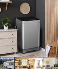 Lowkey Quiet Portable Washing Machine Full Automatic 2.0 Cubic Foot Compact Washer Grey in a modern living space.