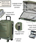Wave 22 Inch Four Wheel Hybrid Carry On Luggage With Expandable Capacity TSA lock and interior pockets displayed