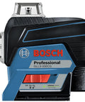 Boss Class 12V Max Three Plane Green Beam Laser Level featuring sleek design, control buttons, and green laser technology.