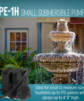 Epoxy Encapsulated Small Submersible Direct Drive Pump 115 Volt 170 GPH Hooded Volute For Shallow Water Ideal For Fountains