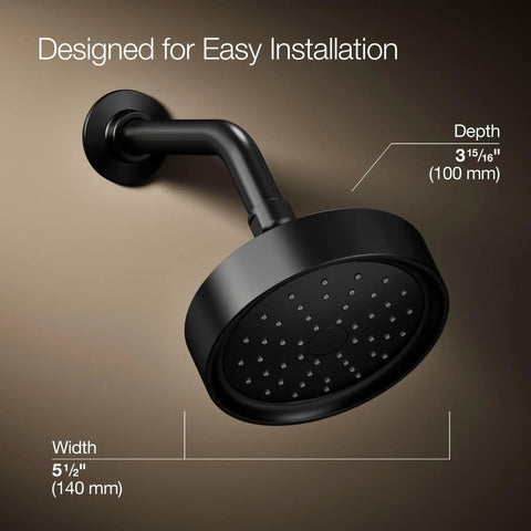 Purist Single Function Showerhead With Matte Black Finish, 2.5 GPM Flow, High Pressure Sprayface With 66 Nozzles Installation Diagram