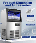Heavy Duty Beast Mode Commercial Ice Maker 110 Lbs Per Day Under Counter Or Freestanding with accessories including scoop, hoses, and filter