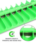 Close-up of green 3/8 Inch Drive Magnetic Socket Organizer Tray Holds Up To 28 Sockets, Deep Tray With Secure Magnetic Grip