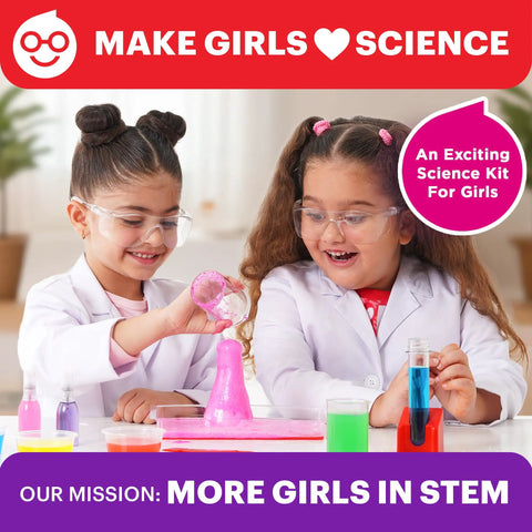 Girls First Science Kit For Ages 4 To 8, STEM Toy With 100 Plus Experiments, hands-on learning by two girls