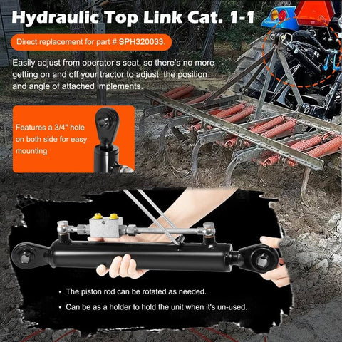 Hydraulic Top Link Cat 1 1 With Locking Block And Two Hoses Including Two Way Check Valve Cylinder Set For Most Tractors