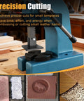 Beefy Hand Press Foot Attachment for Die Cutting and Leather Stamping Machines with all-metal platen on workbench.