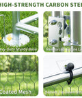 Close-up of 20Ft Large Walk In Metal Chicken Coop With Waterproof UV Cover Anti Predator Security Dome Roof Heavy Duty Rust Resistant Steel Frame