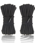 Two Pack Soft Cotton Rope Set 32 Feet Each 8mm Diameter Multipurpose Black Workhorse For DIY Projects Home Decor Craft Macrame Camping And Tying All Purpose Everyday, showing two black cotton ropes coiled and placed side by side.