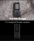 Bluetooth Laser Distance Meter With Real Time Measuring And 165 Foot Range Type C Rechargeable on rocky surface, IP54 rating