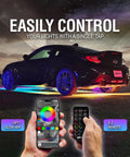 Car with Underglow DreamColor Chasing Lights For Car With App And Remote Control Waterproof Rigid Aluminum LED Light Bar 12V