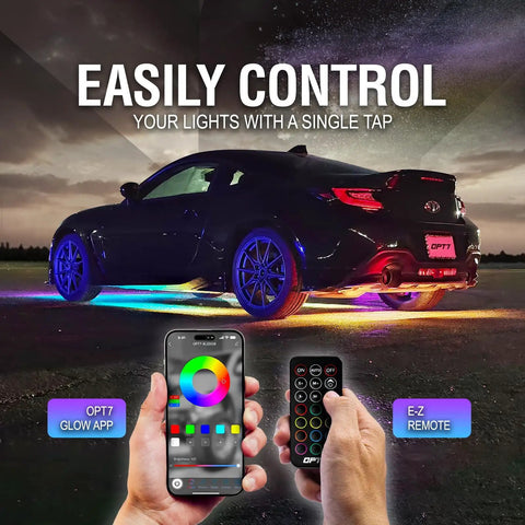 Car with Underglow DreamColor Chasing Lights For Car With App And Remote Control Waterproof Rigid Aluminum LED Light Bar 12V