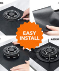 Installation steps for Set Of 10 Gas Stove Burner Covers Nonstick Reusable Stovetop Protectors 10.6 By 10.6 Inches Black Double Thickness