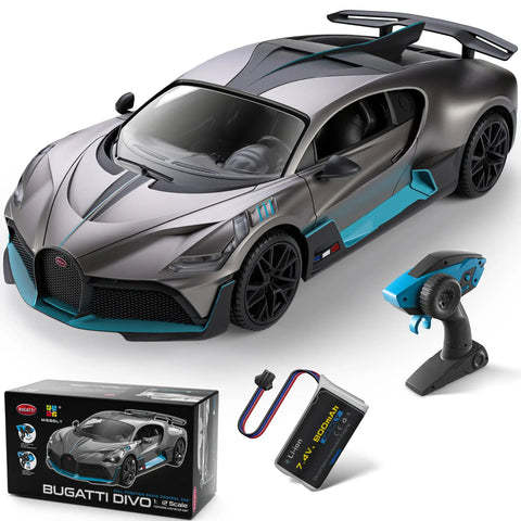 Bugatti Divo 1 To 12 Scale Remote Control Car Licensed Two Point Four Gigahertz RC Model With Real Headlights, battery, remote