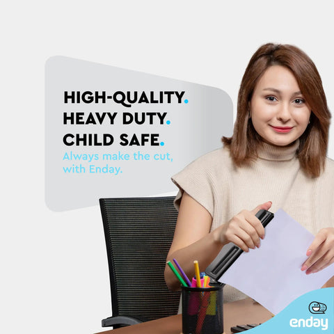Woman using Heavy Duty Three Hole Punch For Binders Adjustable 10 Sheet Paper Punch with Built In Waste Chip Tray