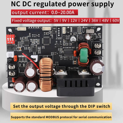 CNC Adjustable Power Supply 0 To 60V 20A 1200W DC Converter with LCD Display, circuit board detail for electronics