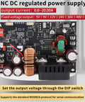 Adjustable DC Power Supply 0 to 60V 0 to 20A with LCD display circuit board for lab testing and CNC prototyping